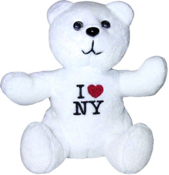 White 5 Sitting Bear Plush Toy with Embroidered Details