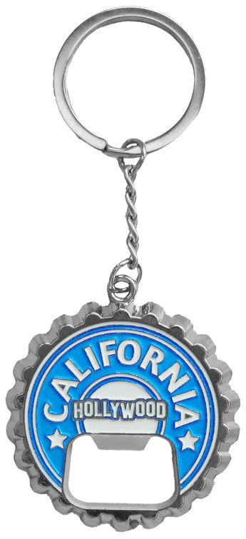 Hollywood Flat Round Bottle Cap Opener Keychains