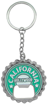 Hollywood Flat Round Bottle Cap Opener Keychains