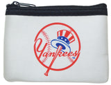 Yankees coin purse, with Yankees logo in the middle in red