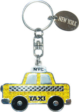 Magic Glitter Yellow Taxi Keyring - Shine in Style!