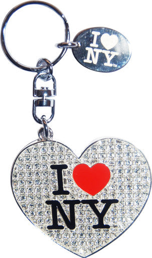 ILNY Heart-Shaped White Keyring with Magic Glitter