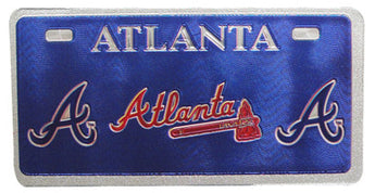 Atlanta Braves Blue Foil License Plate Magnets