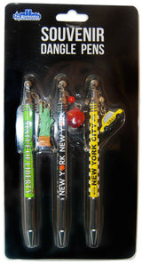 Green/Black Toy Dangle Pen Set - 3pc Featuring Yellow Taxi Design