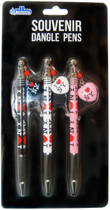 Set of 3 Toy Dangle Pens in Black, White, and Pink - ILNY Collection