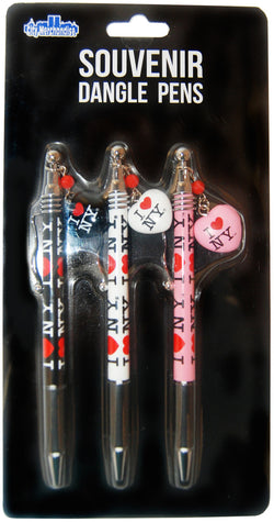 Set of 3 Toy Dangle Pens in Black, White, and Pink - ILNY Collection