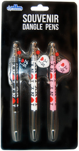 Set of 3 Toy Dangle Pens in Black, White, and Pink - ILNY Collection