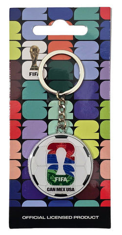 FIFA World Cup 2026 3mm Silver Keyring Soccer Ball Colorful Logo