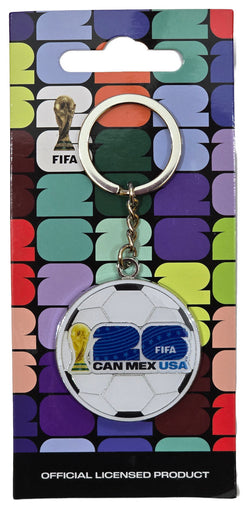 FIFA World Cup 2026 3mm Silver Soccer Ball Blue Logo Keyring