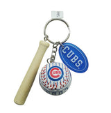 Cubs Baseball with Bat Keychain