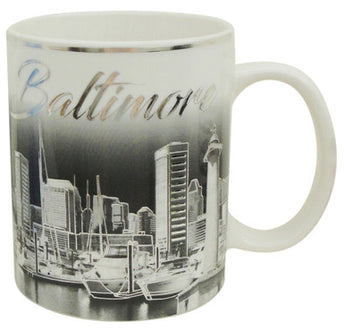 Baltimore 11oz Cup Black & White with Silver