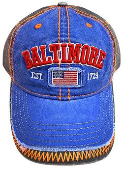 Baltimore Hat Denim & Red
