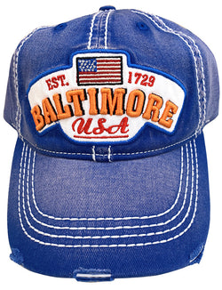 Baltimore Hat Denim & Orange