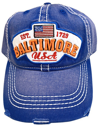 Baltimore Hat Denim & Orange