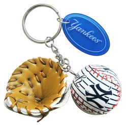 Yankees Baseball Keychain With Glove