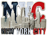 Navy/White/Red NYC Skyline Magnet 3 - Pewter Finish