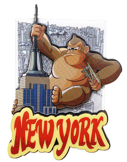 Iconic NYC Wooden Magnet Set - Empire State Building, King Kong, New York Skyline