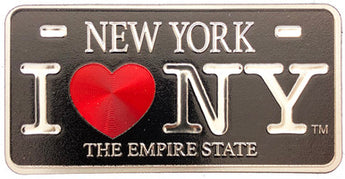 NY Empire State Black Foil Magnet License Plate