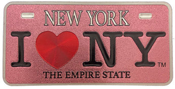 Pink NY Empire State Foil Magnet License Plate ILNY