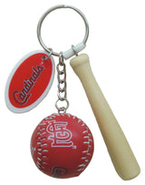 Cardinals Red Ball with Bat Keychain
