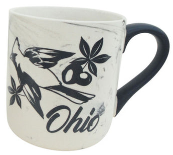 Ohio 15oz Marble Cup with Black Handle - Elegant and Stylish Drinkware