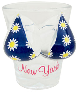 Clear Navy Bikini with Flower Detail and Red New York Accents