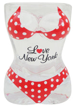 Tall Clear Red Bikini Shotglass with 'I Love New York' Design