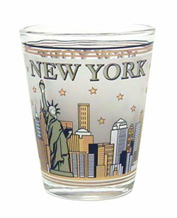 Gold and Black Skyline Shotglass with 23K Gold Foil Detailing