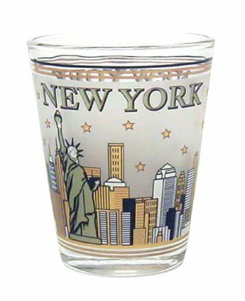 Gold and Black Skyline Shotglass with 23K Gold Foil Detailing