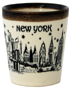 Mini Ceramic Cup White/Black Skyline with Music Drip Line CA58955