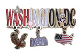 Washington DC Dangle Magnet with Eagle, Lincoln Memorial, and State Design