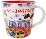 Washington DC 16oz Cup White with Water Color Red Interior