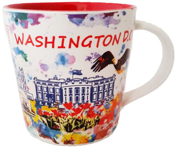 Washington DC 16oz Cup White with Water Color Red Interior