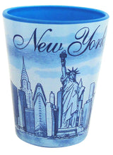 New York Shotglass Featuring Blue Monuments