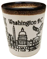 Washington DC Mini Ceramic Cup - Brown Drip on White
