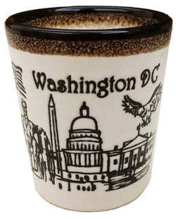 Washington DC Mini Ceramic Cup - Brown Drip on White