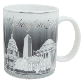 Sleek Silver Accented Washington DC 11oz Cup in Black & White