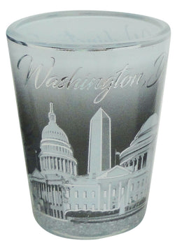 Washington DC Clear Shotglass in Black & White with Silver Accents