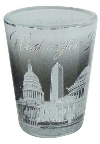 Washington DC Clear Shotglass in Black & White with Silver Accents