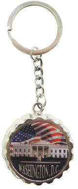 Presidential Steel Washington DC Bottle Opener with White House and Flag Design