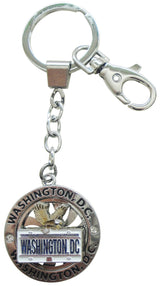 Washington DC Spinning Keyring with Eagle and License Plate Design