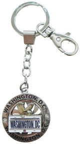 Washington DC Spinning Keyring with Eagle and License Plate Design