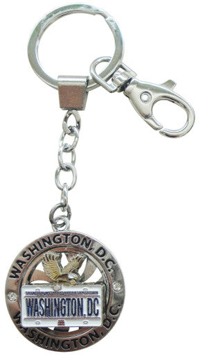 Washington DC Spinning Keyring with Eagle and License Plate Design
