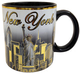 11oz Black and White Ceramic Mug with Gold Accents