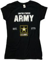 Womens Black United States Army EST 1775 Shirt