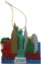 New York Cityscape Glitter Ornament with Buildings, Statue of Liberty, Big Apple, and