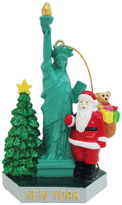 This beautiful New York themed Christmas Ornament features the Statue of liberty, a Christmas tree and Santa Clause. A beautiful New York souvenir and gift for people who miss or love New York.