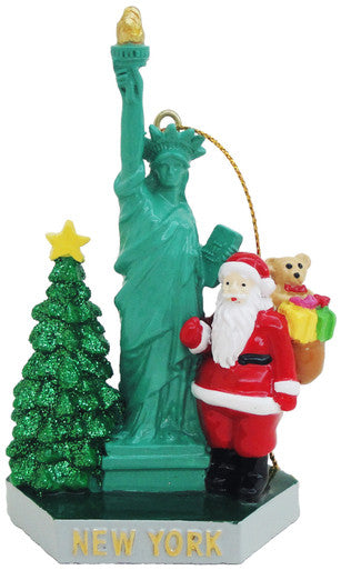 New York 3D Glitter Ornament Set with Glittering Sol, Tree, and