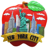 New York Poly Magnet - Red Apple Skyline Statue