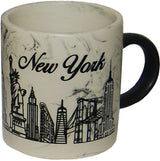 NY Skyline Mini Cup with White Marble Design and Black Handle